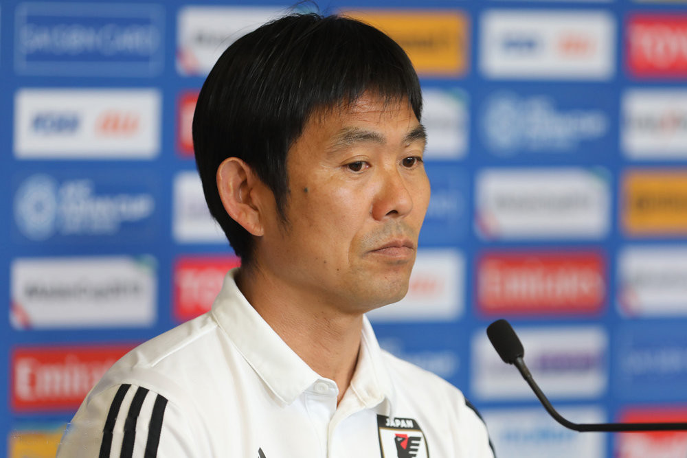 Hajime Moriyasu at a Japan press conference